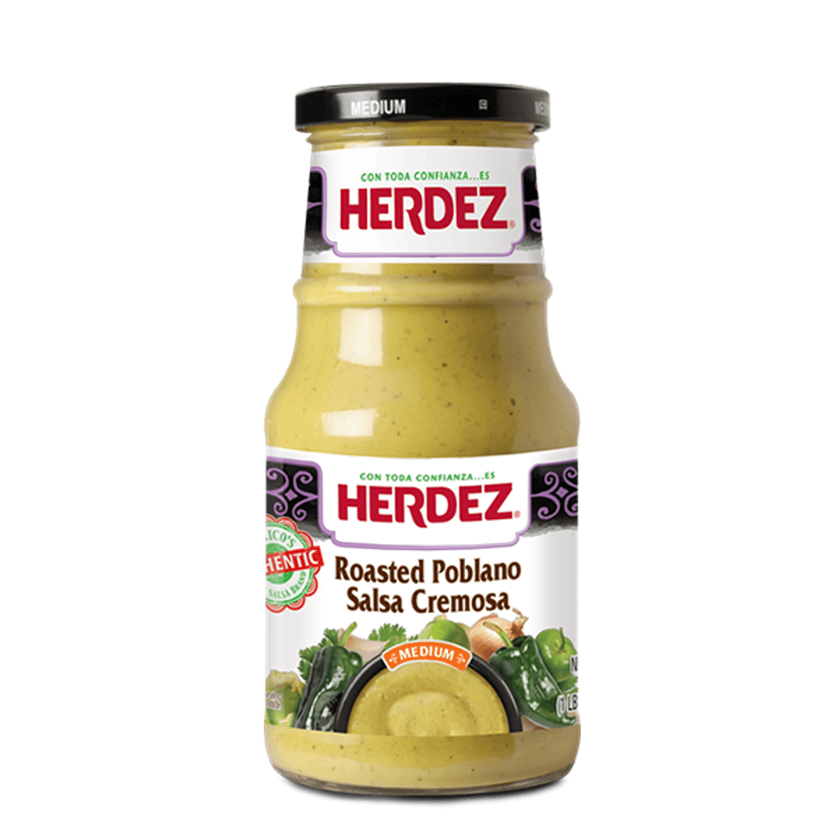 Roasted Poblano Salsa Cremosa 453g / Herdez