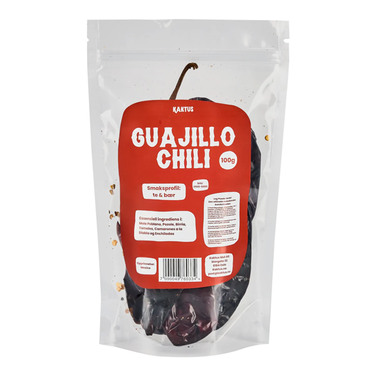 Tørket Guajillo Chili 100g / Kaktus